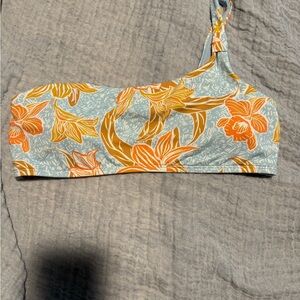 NWOT Roxy Blue and Orange Floral Bikini Top